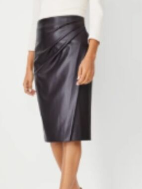 Ann Taylor Vegan Leather Pencil Skirt Dark Brown